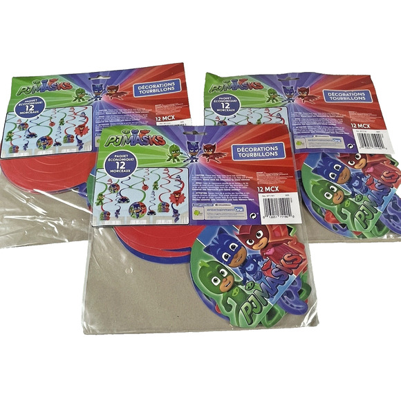 PJ Masks Birthday Party Decorations Lot of 3 Packs (12 pieces ea) Red Green Blue - Picture 2 of 5